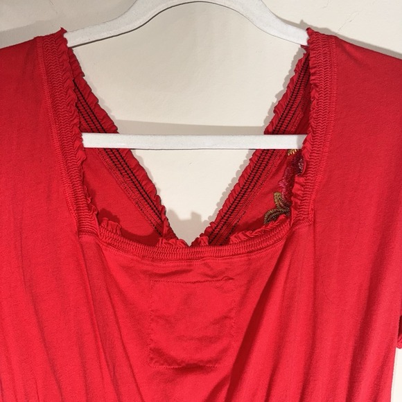 NWT Johnny Was Embroidered Cotton Dress Red MEDIUM Boho Babydoll Tier - Picture 15 of 16